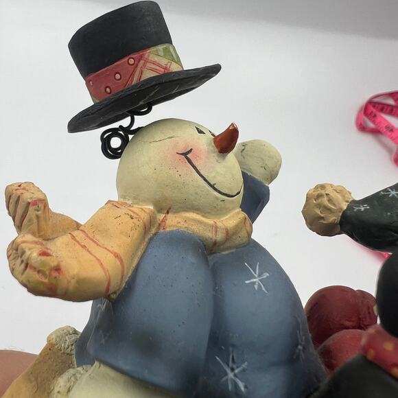 Merry Christmas Resin Snowman Family Sledding Figurine Decor Christmas Winter - Picture 5 of 9